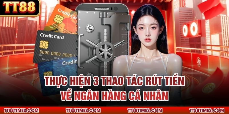 Thực hiện 3 thao tác rút tiền về ngân hàng cá nhân